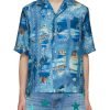 Men AMIRI Shirts | Bleach Bandana Island Print Bowling Shirt