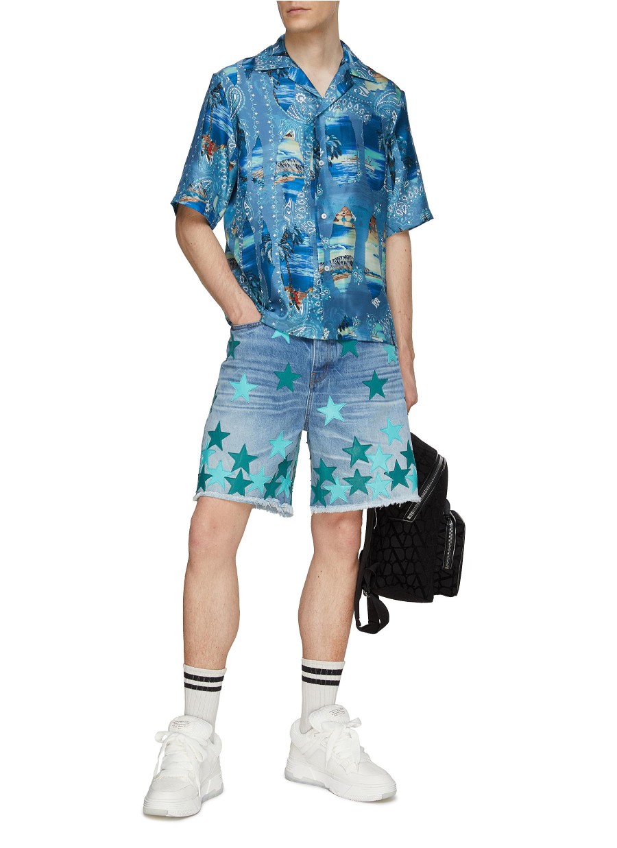 Men AMIRI Shirts | Bleach Bandana Island Print Bowling Shirt