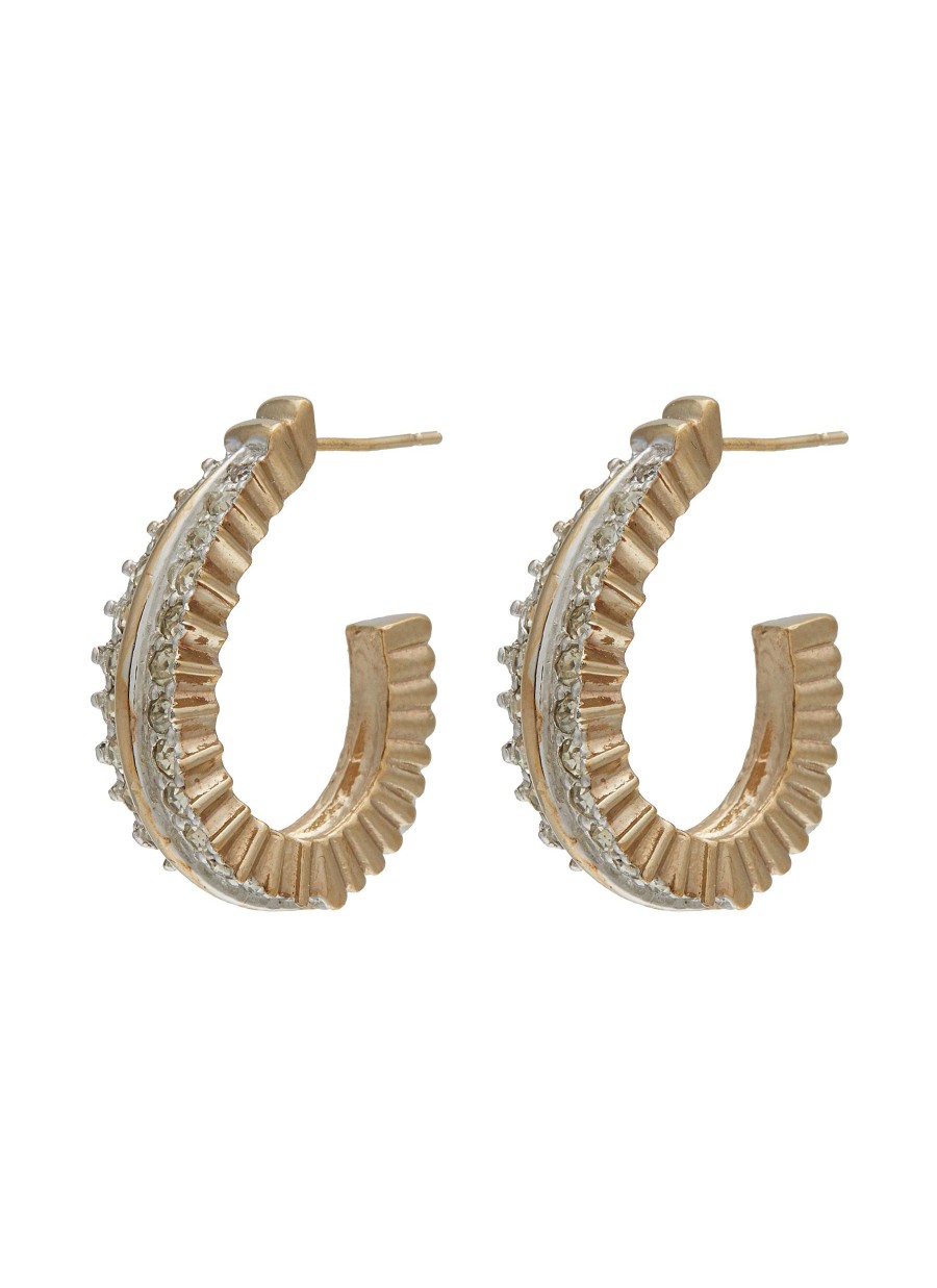 Women LANE CRAWFORD VINTAGE ACCESSORIES Vintage Accessories | Panetta Gold Toned Metal Diamante Hoop Earrings