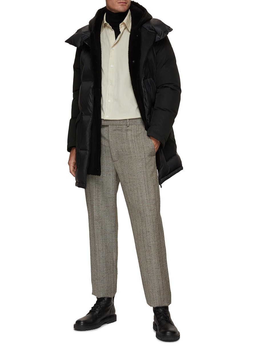 Men YVES SALOMON Coats | Removable Shearling Hooded Bib Puffer Coat